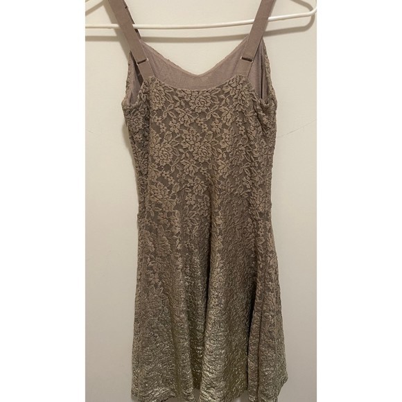 Free People Floral Brown & Gold Metallic Foil Mini Dress Sz Sm - Picture 6 of 8